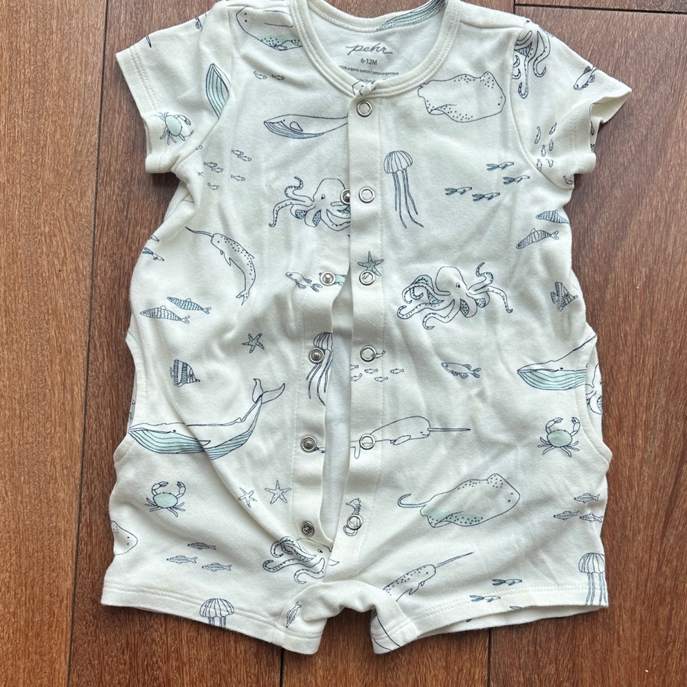 Pehr Cream Nautical Print Kids romper